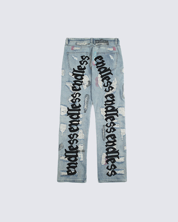 March 2024High Street Style Embroidered Distressed Jeans