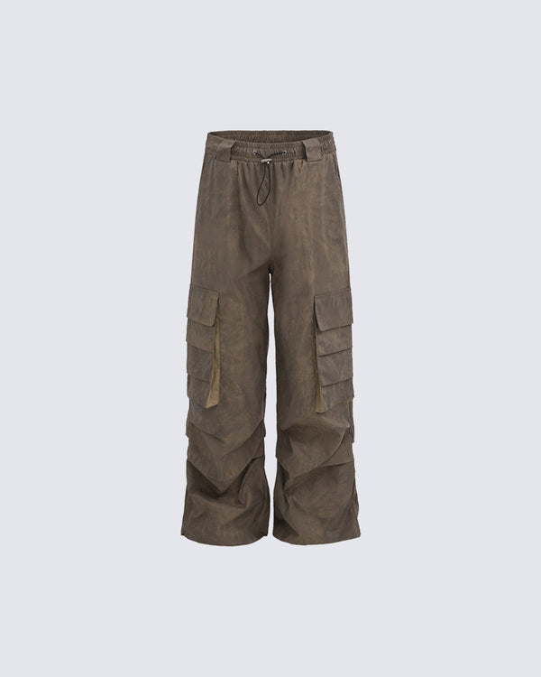 Drawstring Cargo Pants With Pockets
