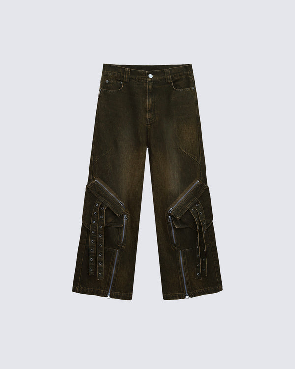 American Vintage Zipper Pocket Design Cargo Pants
