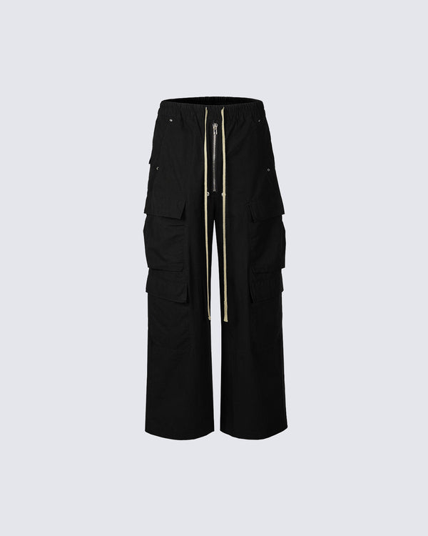 Wide-Leg Cargo Pants with Technical Style