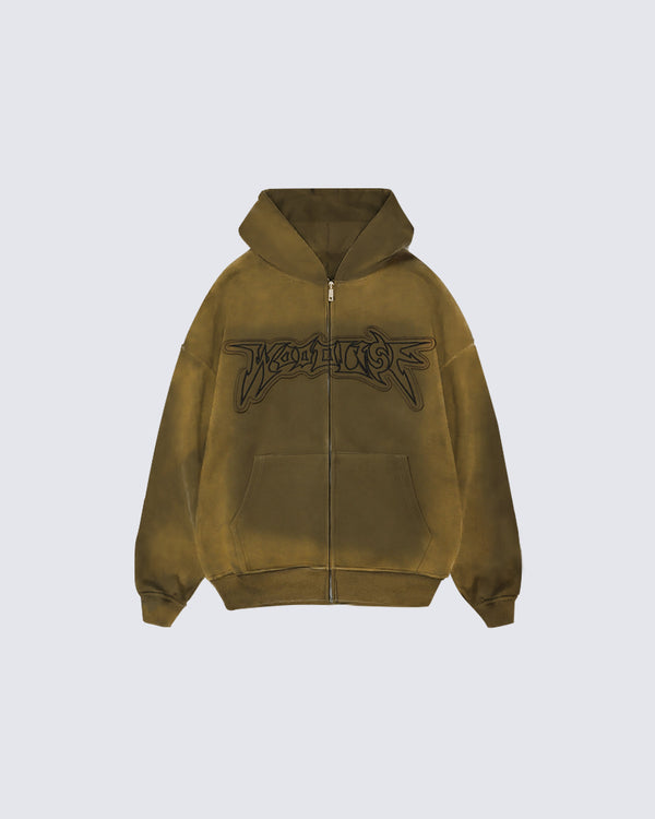 Heavy Spray-painted Appliqué Embroidered Hoodie