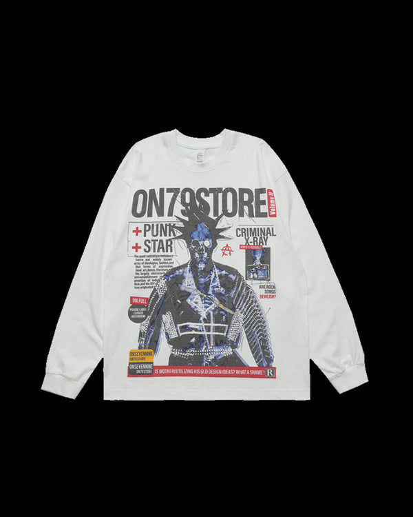 March 2024Exaggerated Print Long Sleeve T-Shirt