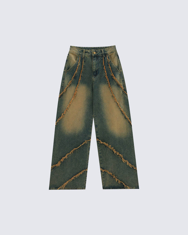Vintage Gradient Raw Edge Split Jeans
