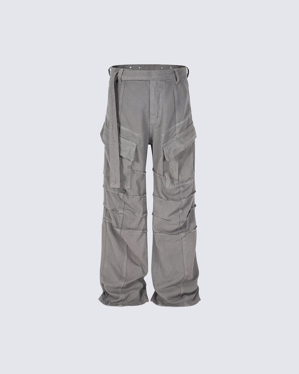 Pleated Pocket Loose Fit Cargo Pants