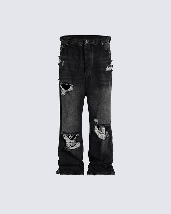 March 2024Ripped Washed Straight-Leg Jeans