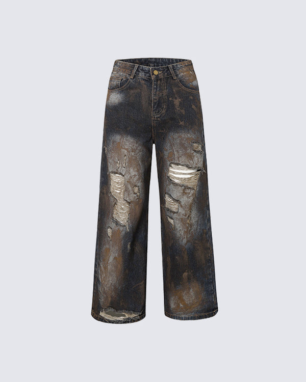 Wasteland-style Patchwork Deconstructed Jeans