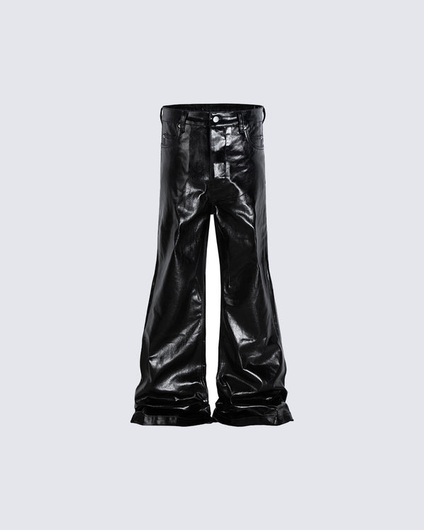 Glossy Patent Leather Bootcut Jeans