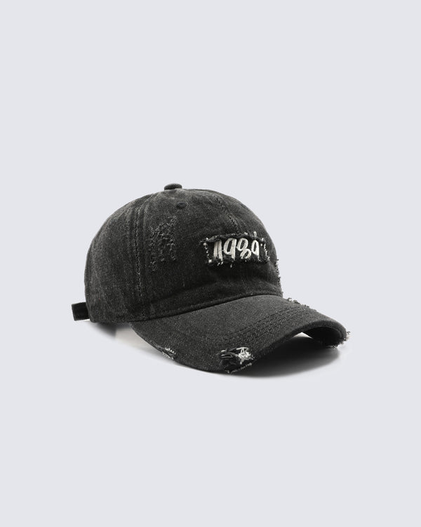 Washed Letter Embroidered Peaked Cap