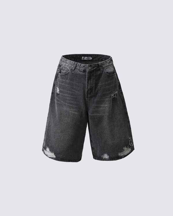 March 2024Washed Distressed Denim Shorts
