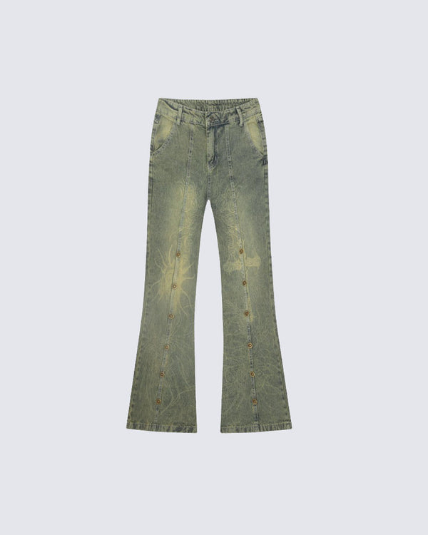 Metallic-Embellished Washed Jeans