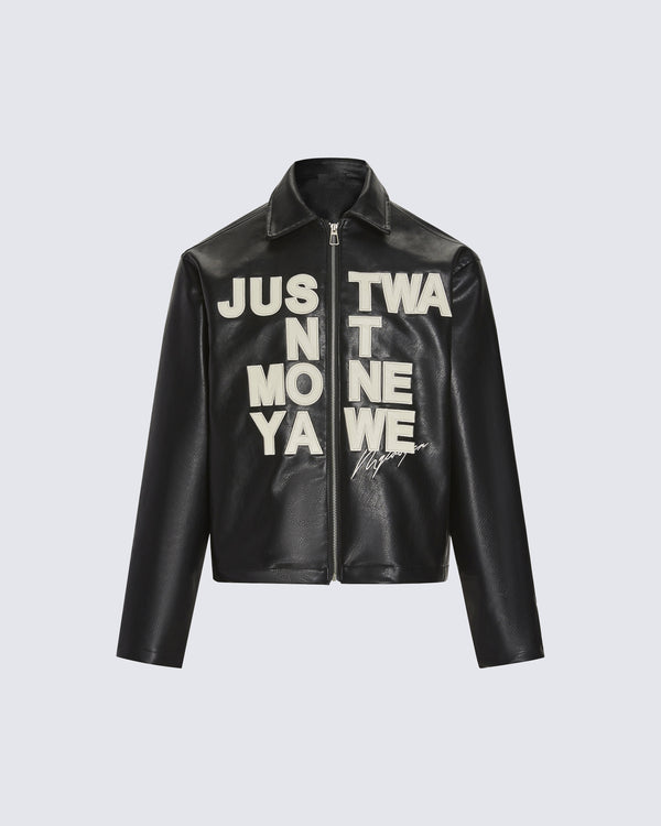 "Just Want Money Awe" Biker Leather Jacket