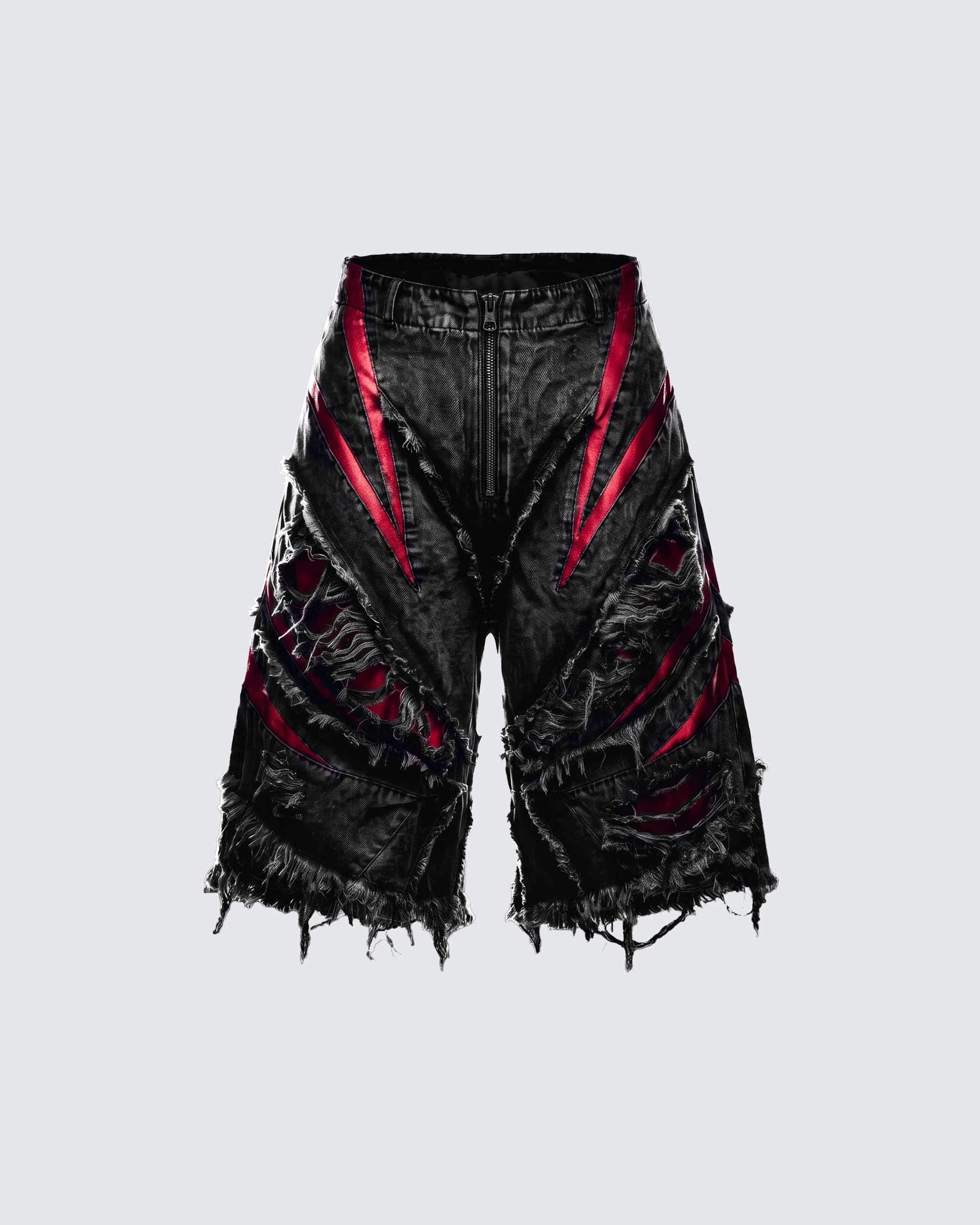 KIIKIO RED RUST Series | Distressed Denim Shorts