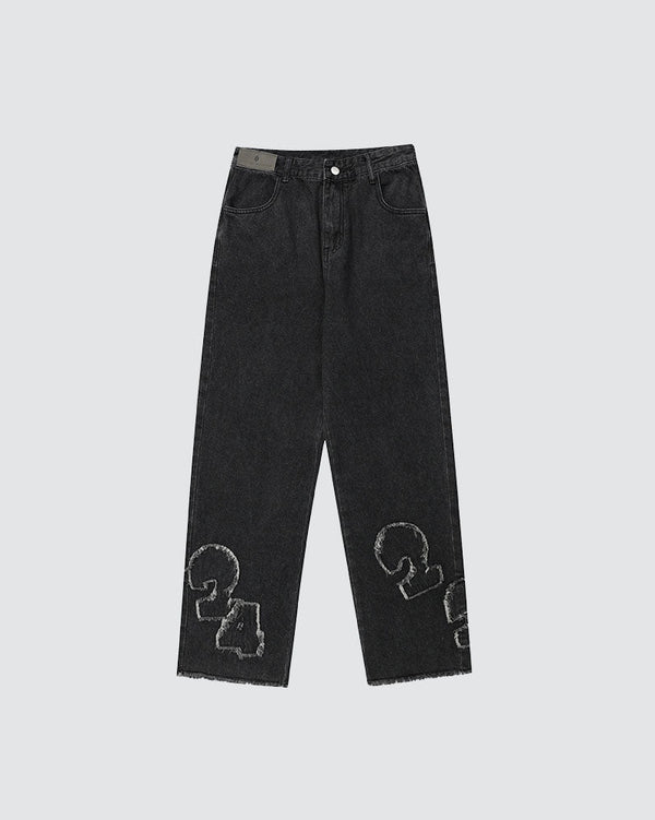 Raw Edge Patch Jeans