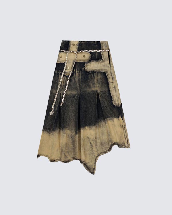 Vintage Frayed Denim Skirt