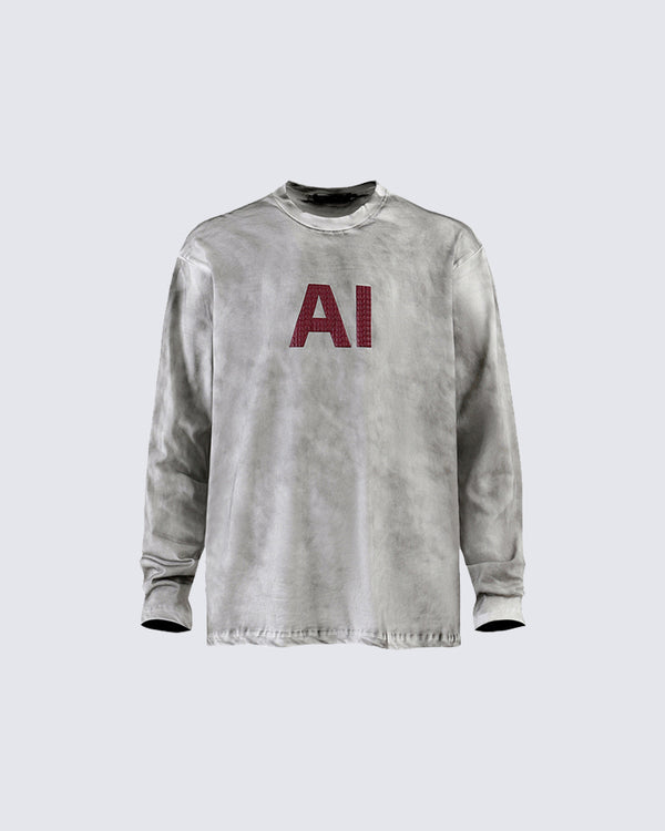 Tie Dye Old Letter Long Sleeve T-Shirt