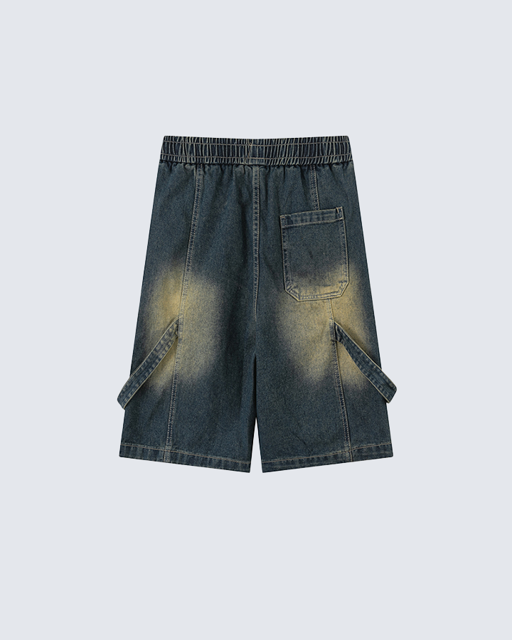 【oan】Kina Mud Deki Denim Shorts Washed and Yellow Mud-Dyed Denim Shorts – KIIKIO