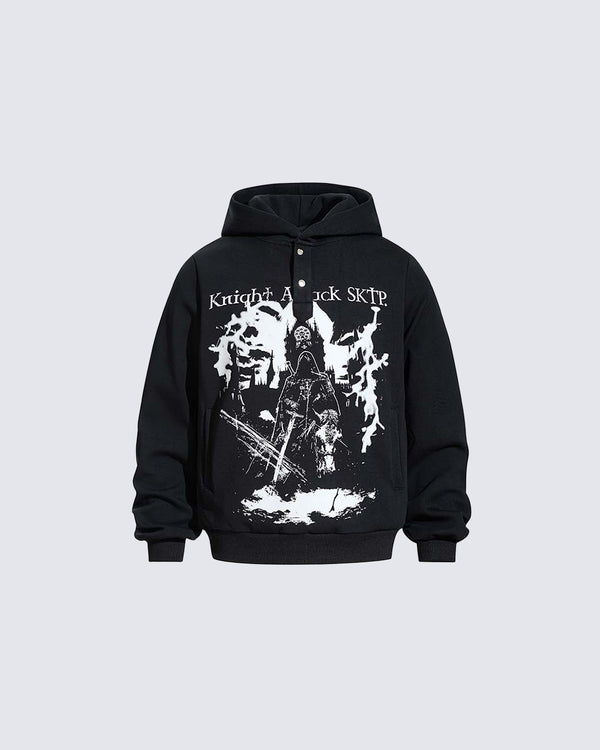 American Retro Mysterious Figure Print Hooded Sweatshirt