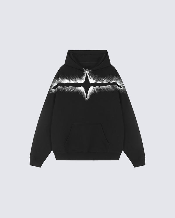 Starburst Print Hooded Sweatshirt