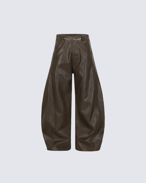 American Retro Scimitar-Style Faux Leather Pants