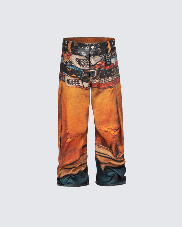 Optical Illusion Print Baggy Street Pants