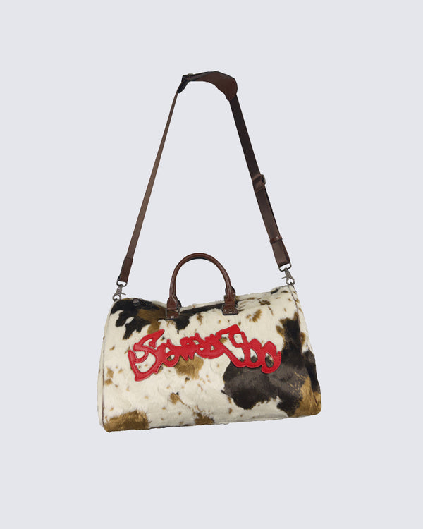 Vintage Cow Print Large-Capacity Crossbody Travel Bag