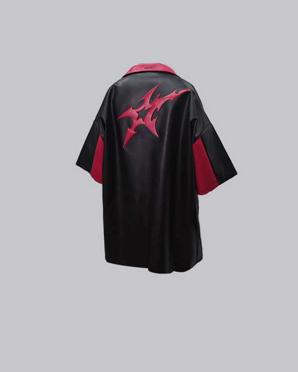 Two-Tone Flame Graphic Bowling Shirt