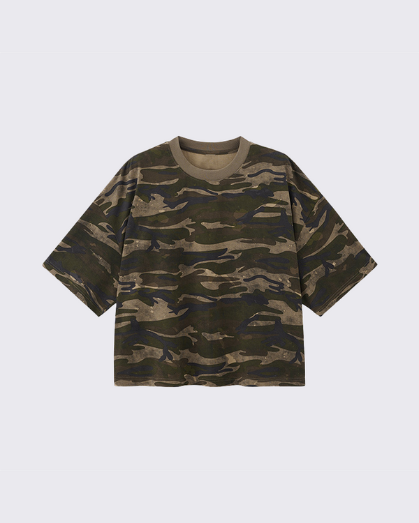 Men’s Camo Print Short Sleeve T-Shirt – Loose Fit Casual Tee