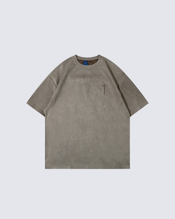 Minimalist Cross Embroidery T-shirt – Street-Inspired Casual Wear