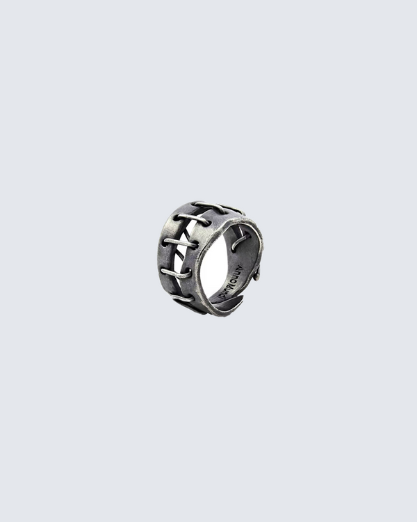Vintage Punk Style Open Ring – Barbed Wire-Inspired Adjustable Band