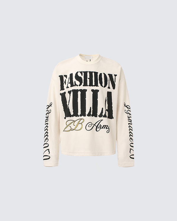 Graphic Letter Print Crew Neck Long Sleeve Sweatshirt