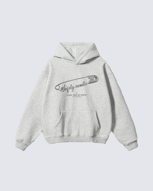 Vintage Safety Pin Print Fleece Hoodie