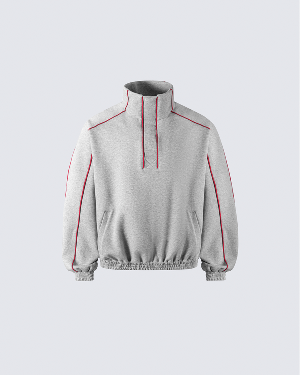 High-Neck Contrast Stitch Sweatshirt