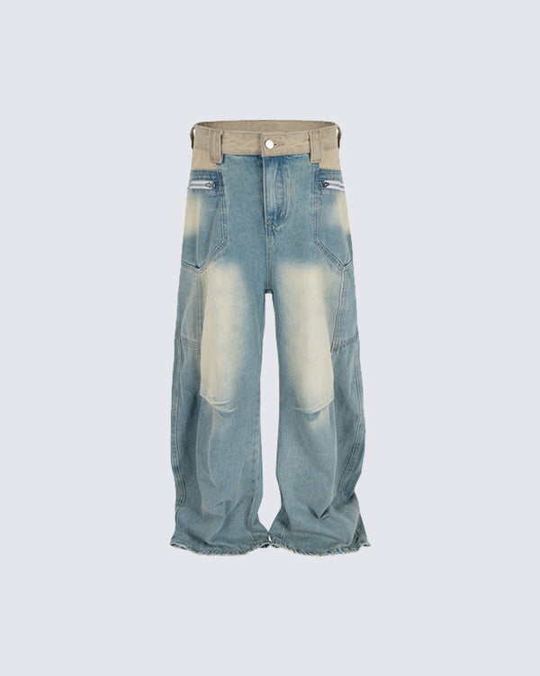 Vintage Distressed Loose-Fit Jeans