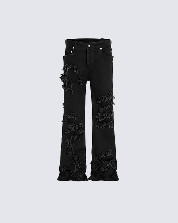 KIIKIO Grunge Black Distressed Jeans