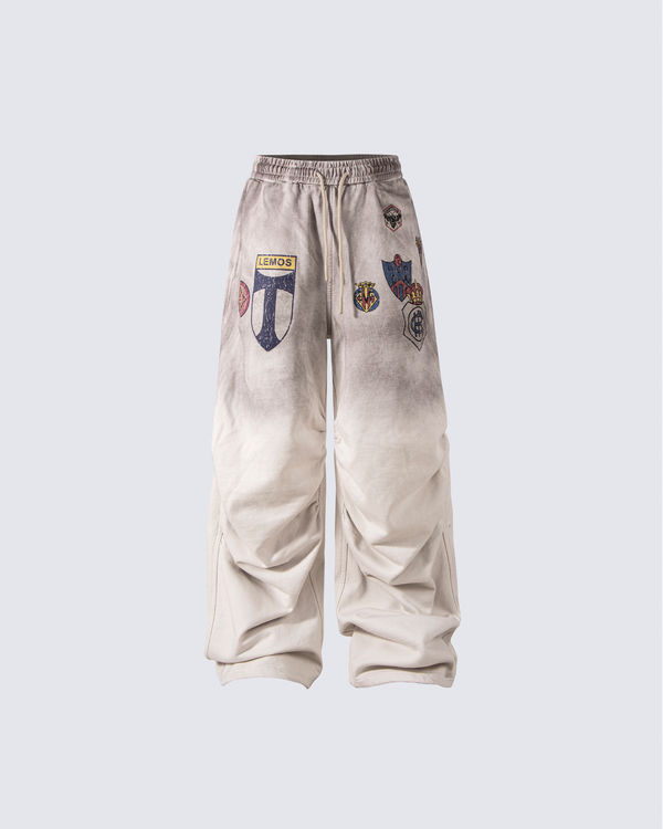 Gradient Patch Graphic Wide-Leg Pants