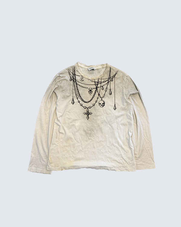 Long Sleeve Graphic T-Shirt - Chain and Pendant Design