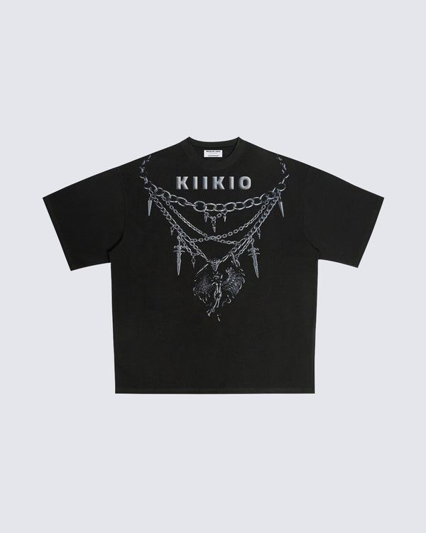 KIIKIO Cotton Boxy Fit 3D Angel Chain Print Short-Sleeve Tee