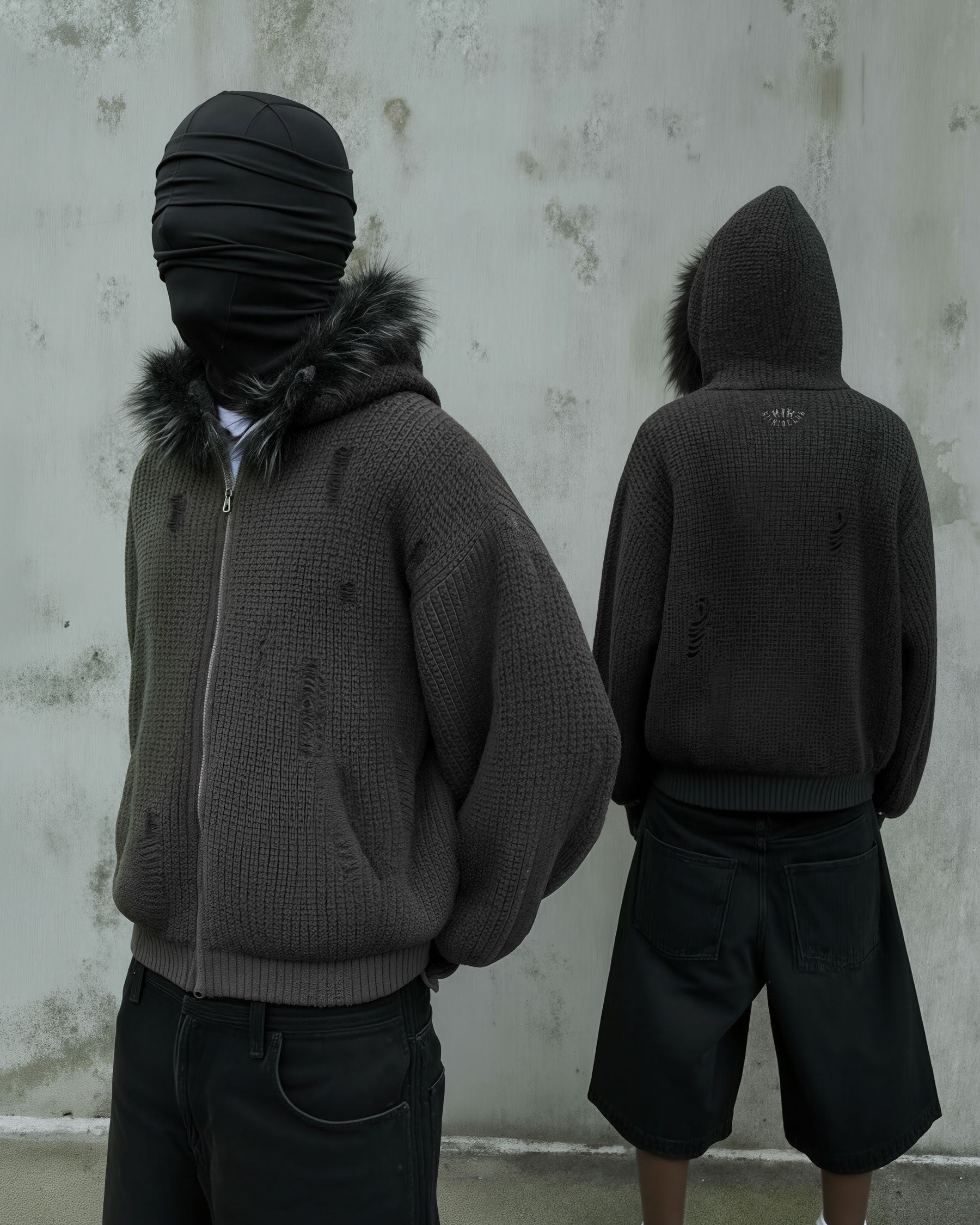 Distressed Waffle Knit Hoodie – KIIKIO