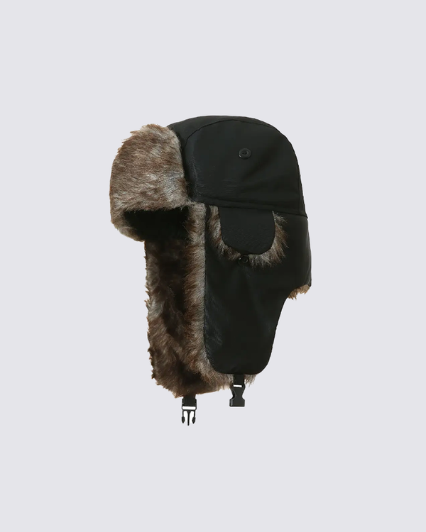 Faux Fur Lined Aviator Ushanka Cap