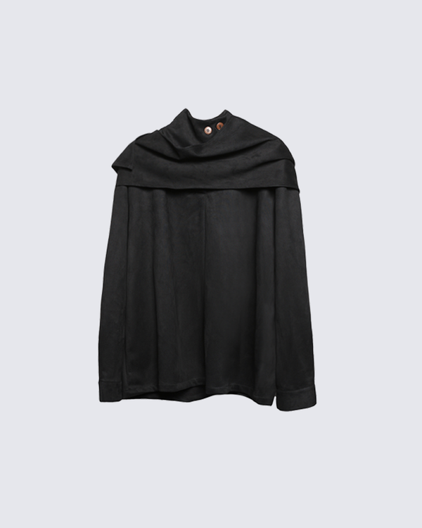 Asymmetric Collar Button-Up Shirt