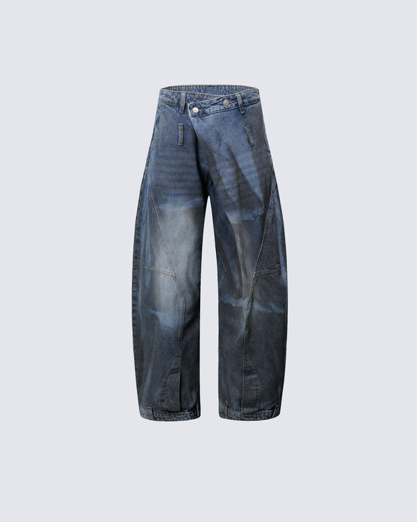 Curved Blade Denim Pants