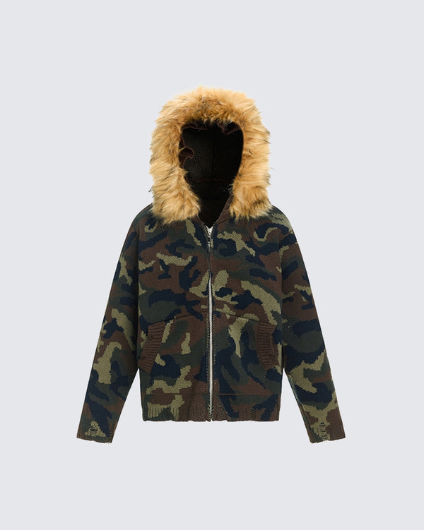 Camouflage Short Hooded Sweater