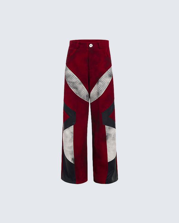 Cyberpunk Red Wide-Leg Pants