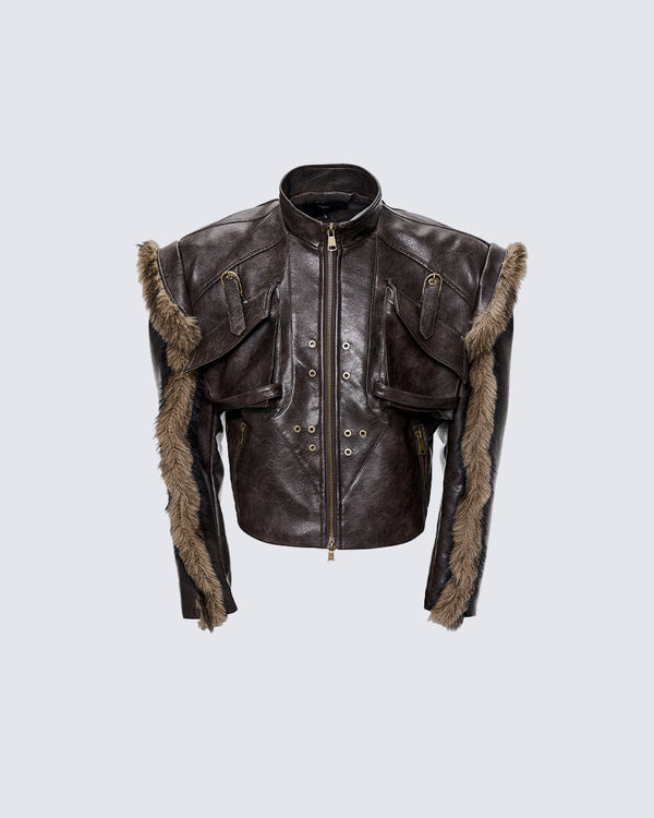Vintage Bronze Faux Fur Short Jacket