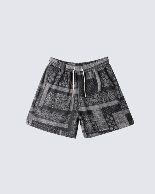 American Vintage Washed Paisley Denim Shorts