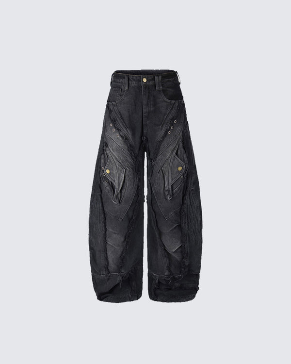 Heavy Deconstructed Washed Jeans