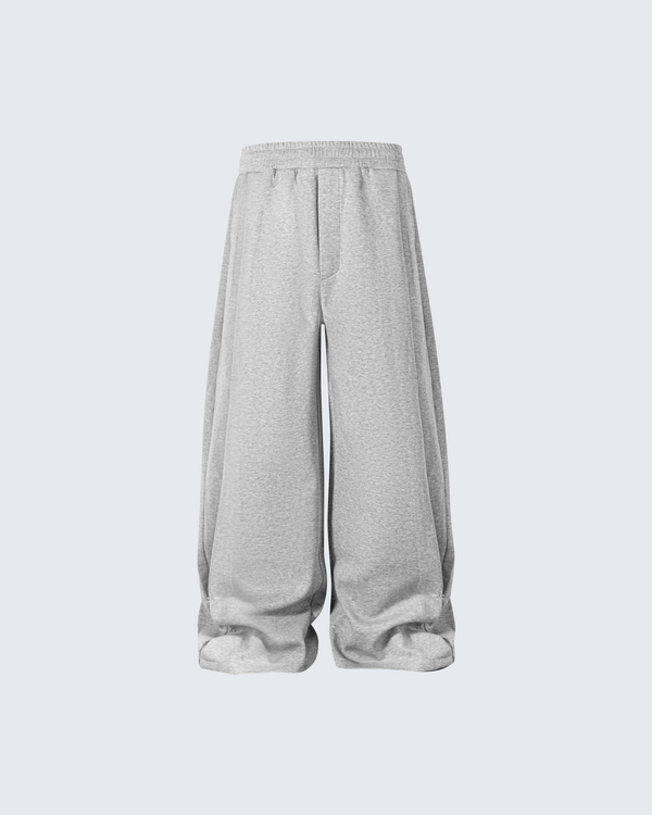 Wide-Leg Detail Button Casual Trousers