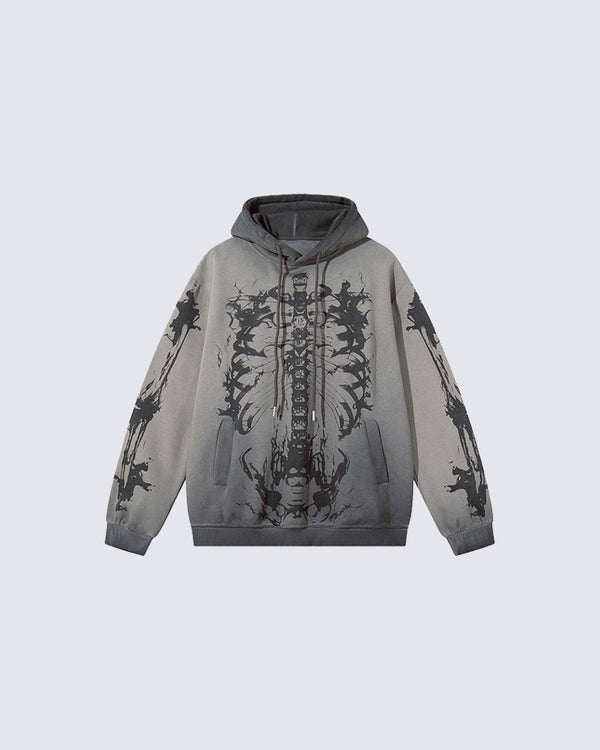 Autumn Winter Gradient Skeleton Print Hoodie
