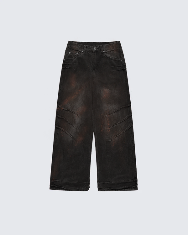 Distressed Vintage Wash Wide-Leg Jeans