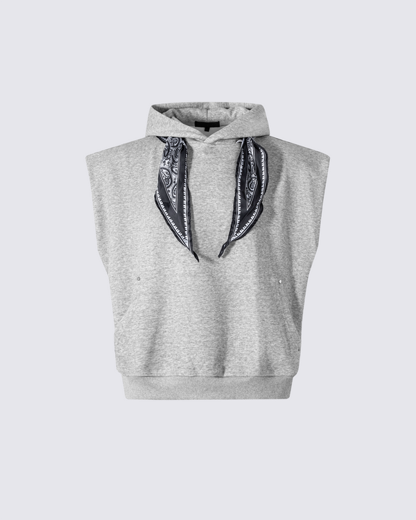 Sleeveless Hoodie with Bandana Detail